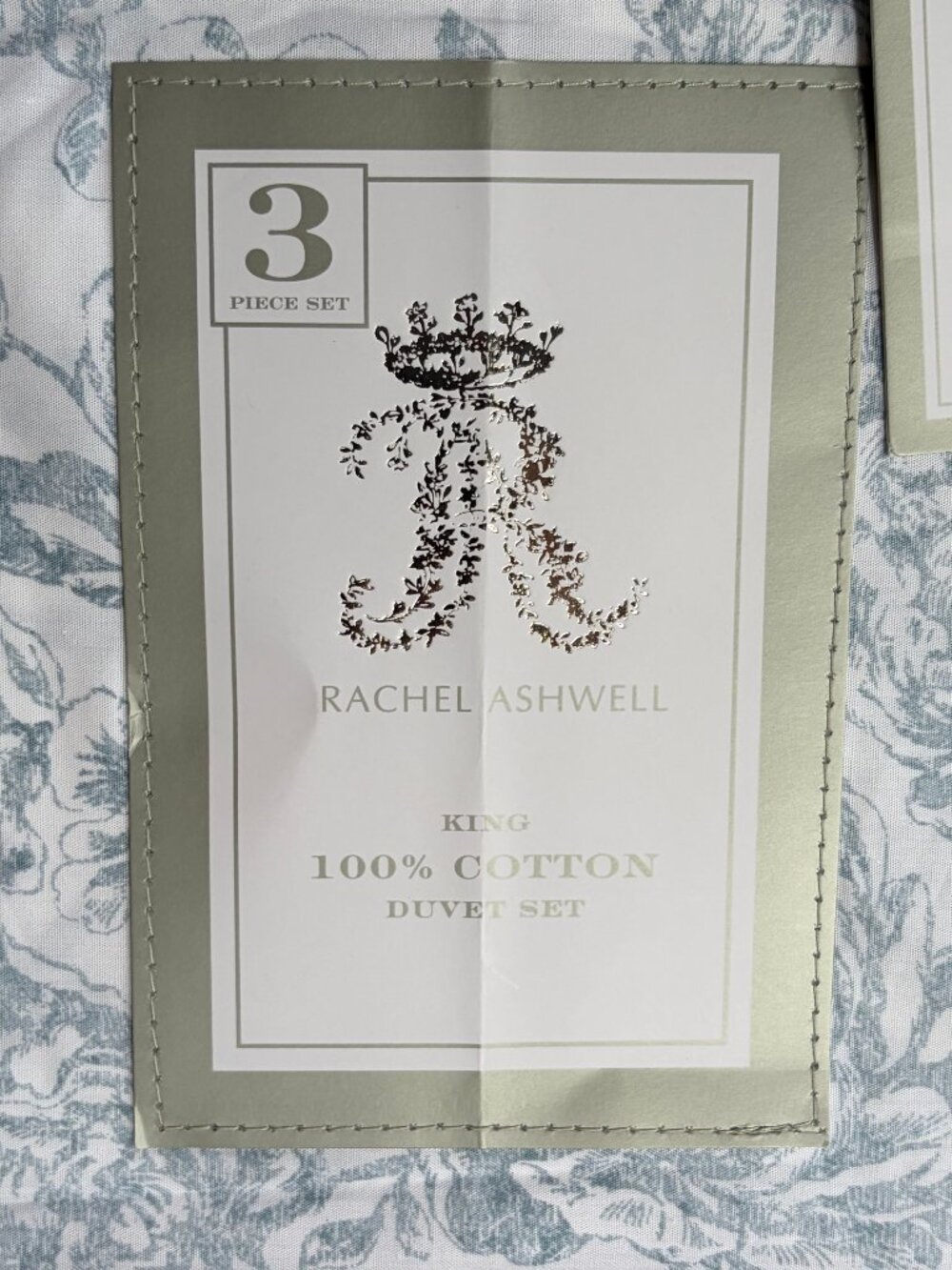 Rachel Ashwell Shabby King Size Cotton Duvet Set - BLUE Floral (106" X 90") - Picture 2 of 8